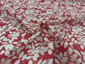 Pima Cotton Lawn Red with White Leaves